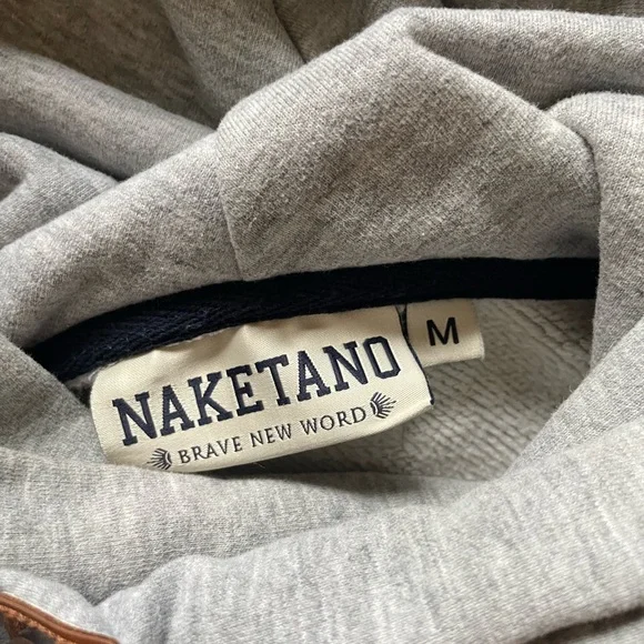 Naketano Cowl Neck Hooded Sweatshirt Hoodie Rope Drawstring Long Length Tunic - Picture 3 of 16